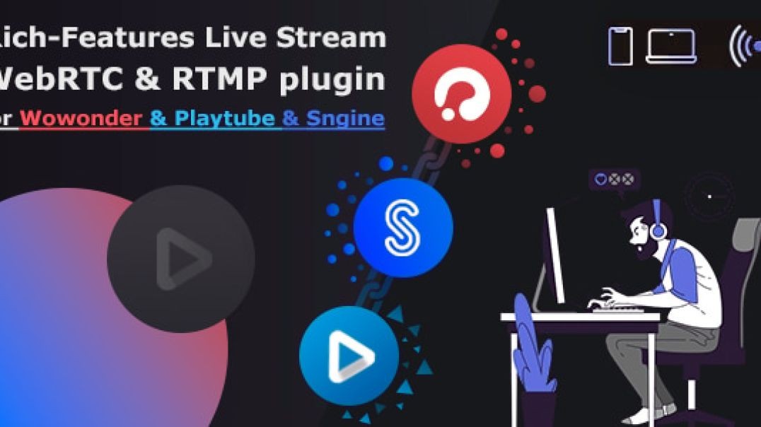⁣Live Stream plugin WebRTC & RTMP for Wowonder & Sngine Social Network & Playtube